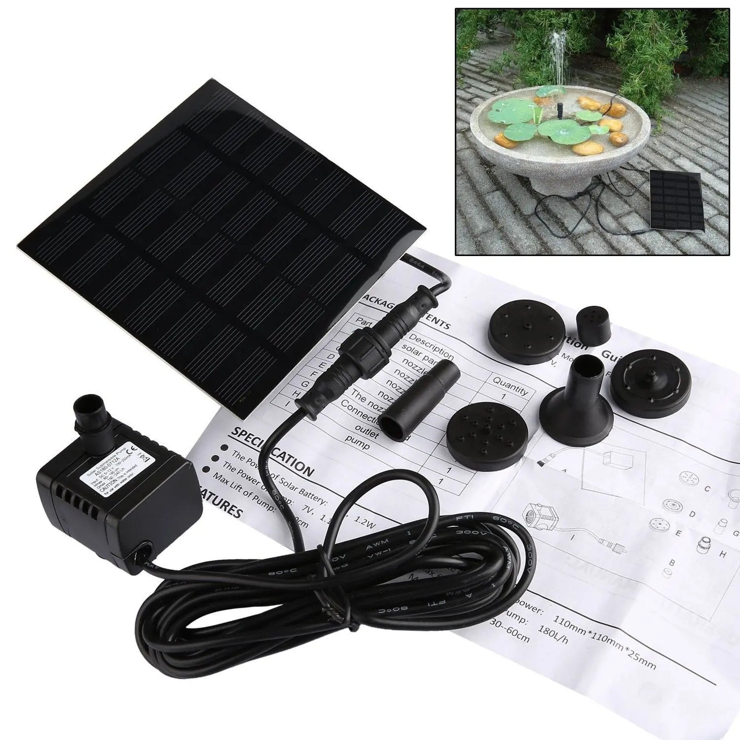 La innovadora y ecológica nueva Fuente de Agua Solar para Jardines y Estanques【Compra 1 y Llévate 1 Gratis】