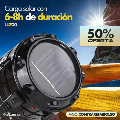 LuzGo – Lámpara solar recargable 2 en 1 para camping y emergencias