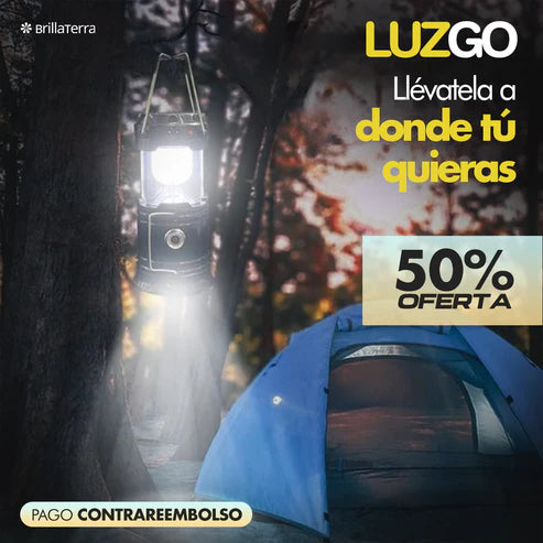 LuzGo – Lámpara solar recargable 2 en 1 para camping y emergencias