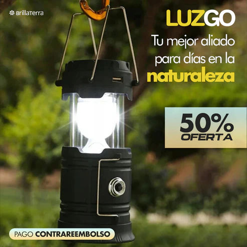 LuzGo – Lámpara solar recargable 2 en 1 para camping y emergencias