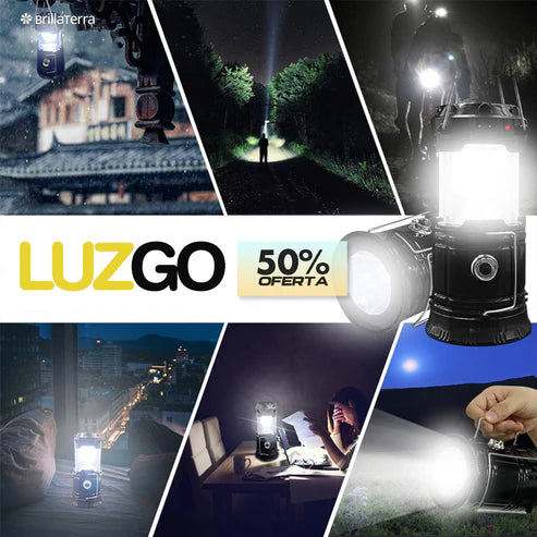 LuzGo – Lámpara solar recargable 2 en 1 para camping y emergencias