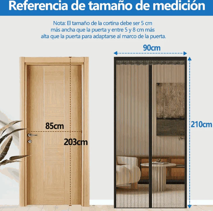 Malla/Cortina Mosquitera Magnética para Puertas