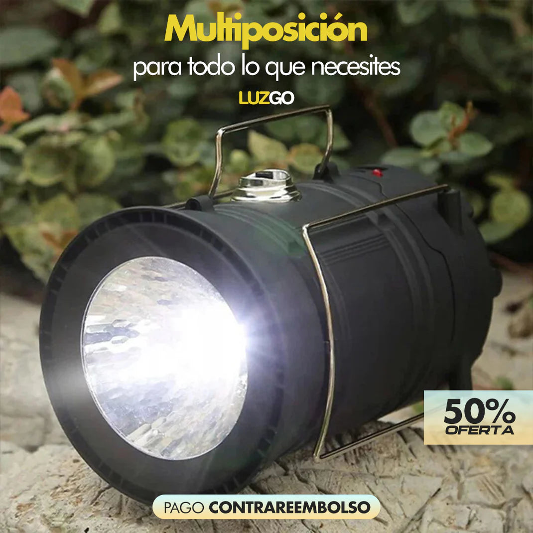 LuzGo – Lámpara solar recargable 2 en 1 para camping y emergencias