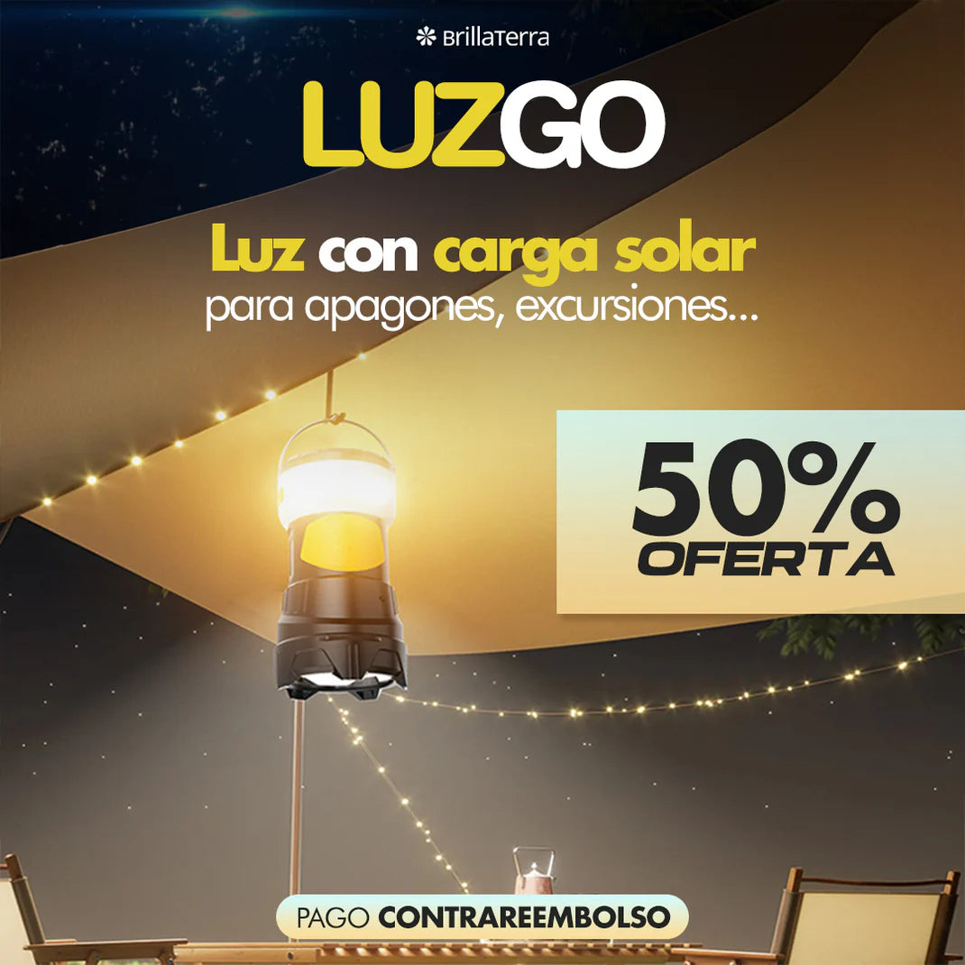 LuzGo – Lámpara solar recargable 2 en 1 para camping y emergencias