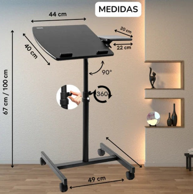 Mesa Ajustable para Portátil | Plegable, Ergonómica y con Ruedas