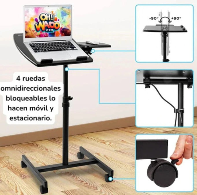 Mesa Ajustable para Portátil | Plegable, Ergonómica y con Ruedas