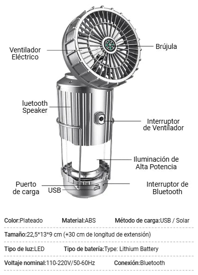 LÁMPARA VENTILADOR SOLAR